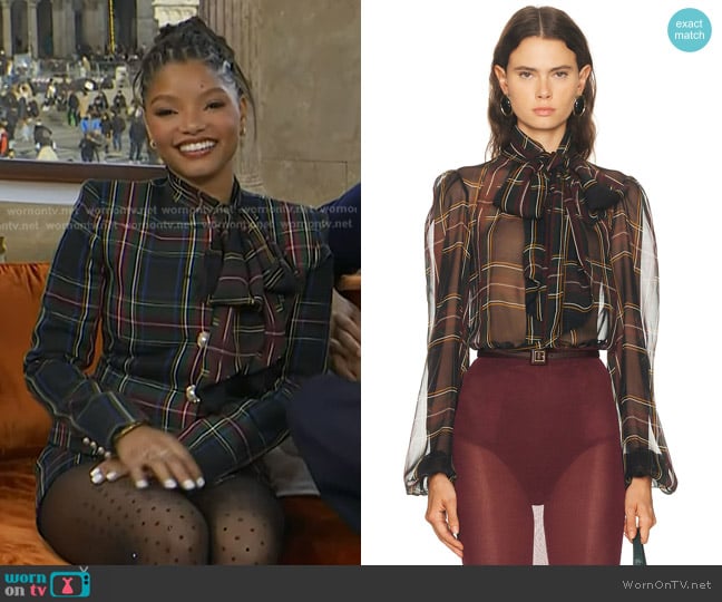 Retrofete Rhianna Blouse worn by Halle Bailey on Today