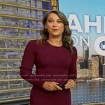 Ginger’s burgundy ribbed knit dress on Good Morning America