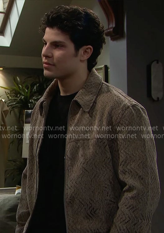 RJ’s taupe textured jacket on The Bold and the Beautiful