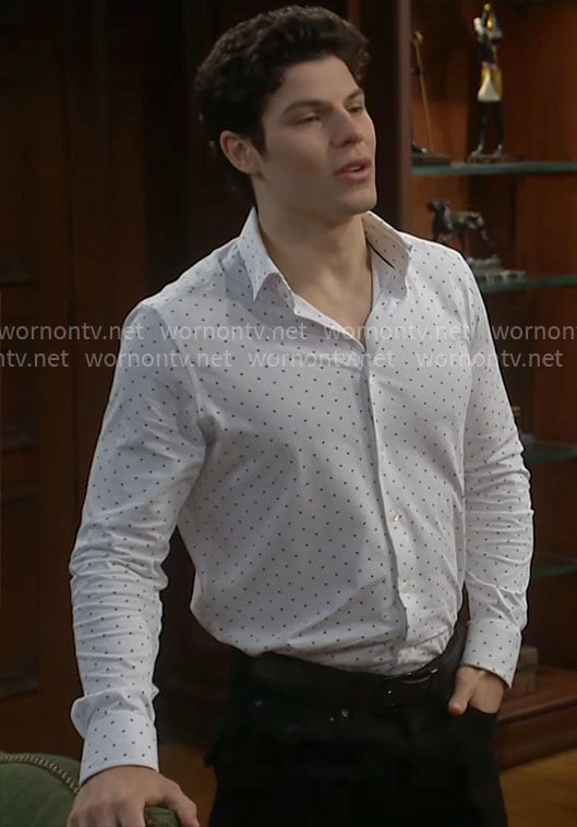 RJ’s white dotted shirt on The Bold and the Beautiful