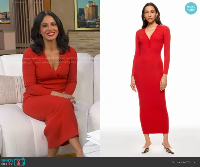 Roam Cordoba Long Button Front Knit Dress worn by Dr. Tara Narula on Good Morning America