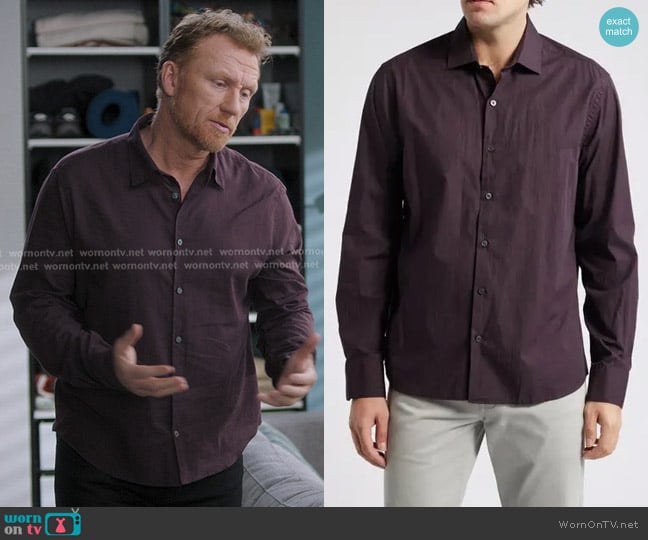 Robert Barakett Simon Solid Cotton Button-up Shirt worn by  Owen Hunt (Kevin McKidd) on Greys Anatomy