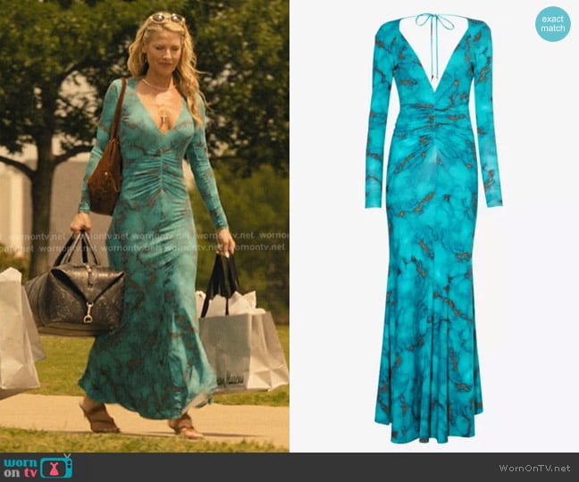 Roberto Cavalli Abstract-pattern Open-back Stretch-woven Midi Dress