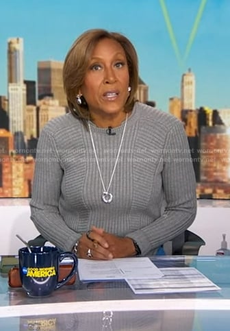 Robin's grey ribbed sweater on Good Morning America
