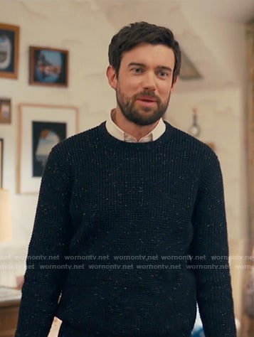 Rob's navy speckled waffle knit sweater on The Burbs