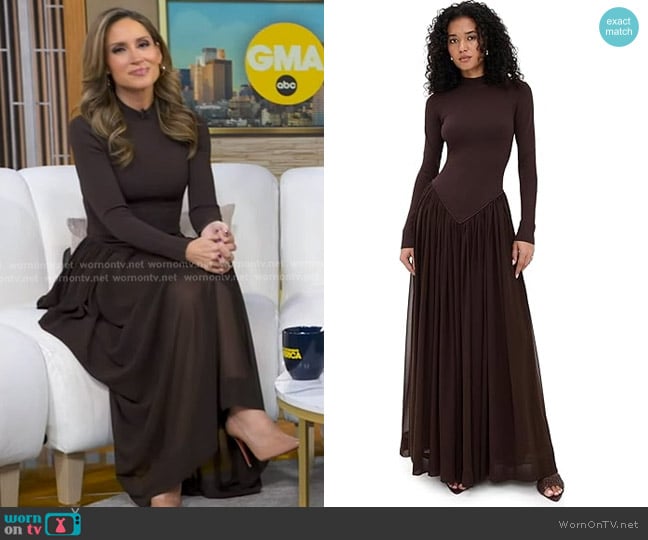 Ronny Kobo Speck Knit Dress in Chicory worn by Rhiannon Ally on Good Morning America