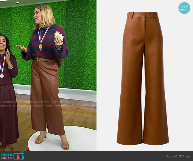 Rosetta Getty Brown Faux Leather Trousers worn by Jenna Bush Hager on Today