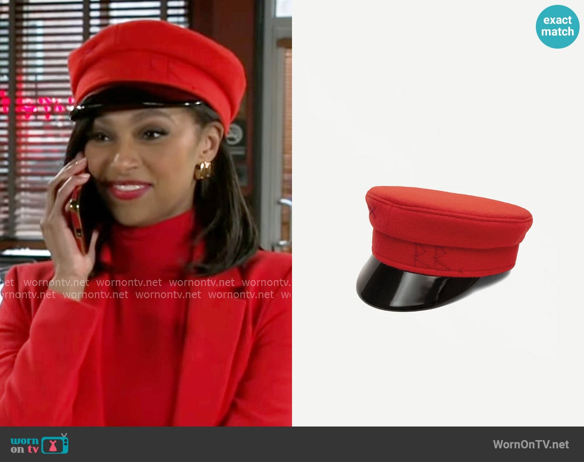 Ruslan Baginskiy Red Wool Baker Boy Cap worn by Kat Richardson (Colby Muhammad) on Beyond the Gates