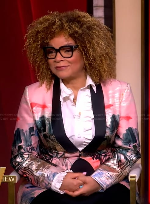 Ruth Carter’s pink abstract print blazer on The View