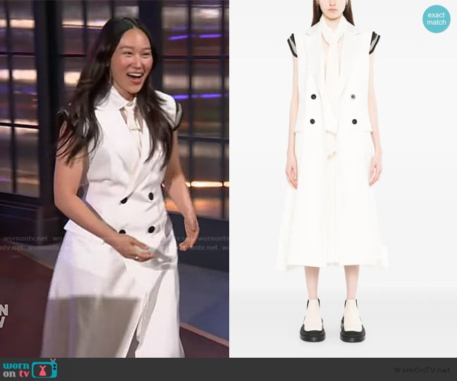 Sacai Suiting dress worn by Yerin Ha on The Kelly Clarkson Show