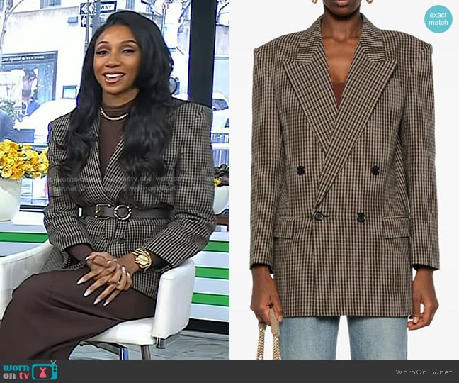 Saint Laurent Checked Wool Blazer worn by Maria Taylor on Today