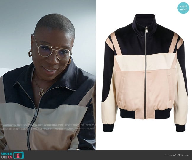 Saint Laurent Panelled Zip-up Bomber Jacket worn by Henrietta Wilson (Aisha Hinds) on 9-1-1