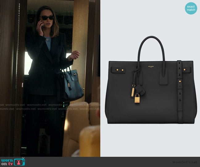 Saint Laurent Sac De Jour Thin Large leather tote bag worn by Rebecca Falcone (Kayla Wallace) on Landman