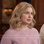 Sam’s lilac cross pattern sweater on Ghosts