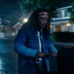 Samira’s blue padded coat on The Burbs