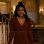 Samira’s maroon rib knit dress on The Burbs