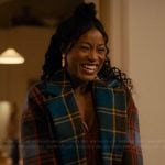 Samira’s mixed plaid coat on The Burbs