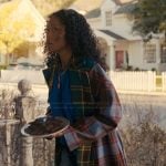 Samira’s mixed plaid coat on The Burbs
