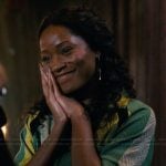 Samira's green stripe button down shirt on The Burbs