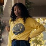 Samira’s yellow smiley face sweatshirt on The Burbs