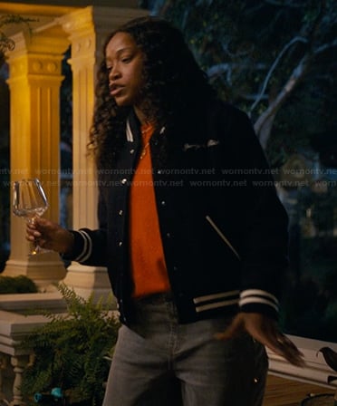 Samira's black bomber jacket on The Burbs