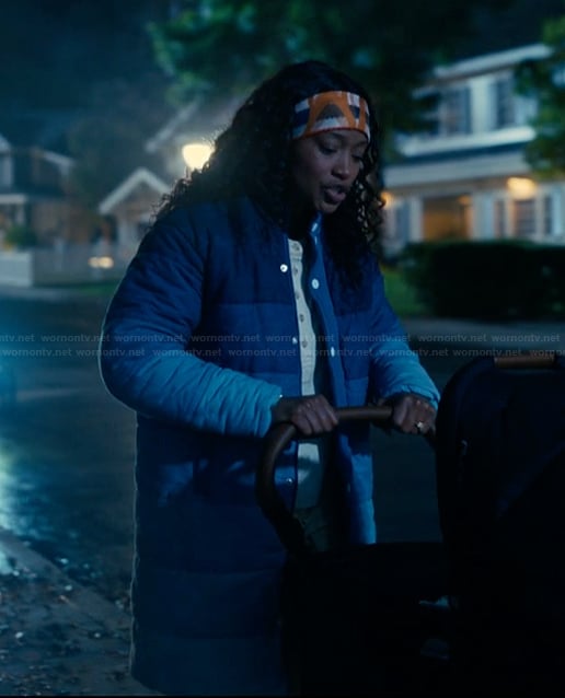Samira's blue padded coat on The Burbs
