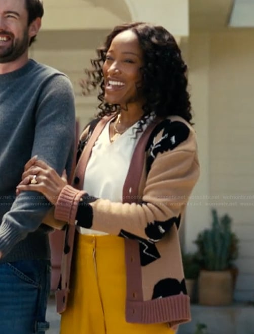Samira’s brown face silhouette cardigan on The Burbs