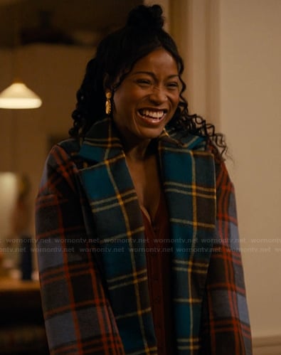 Samira's mixed plaid coat on The Burbs