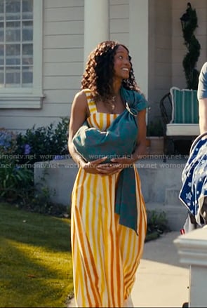 SAmira’s yellow striped midi dress on The Burbs