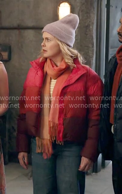 Sam’s pink puffer jacket on Ghosts