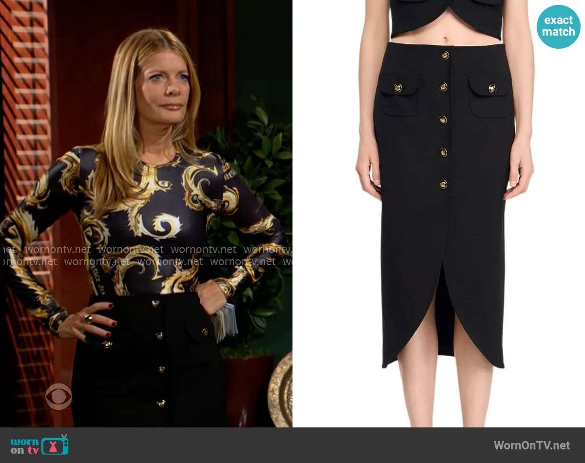 Sandro Buttoned Midi Skirt worn by Phyllis Summers (Michelle Stafford) on The Young and the Restless