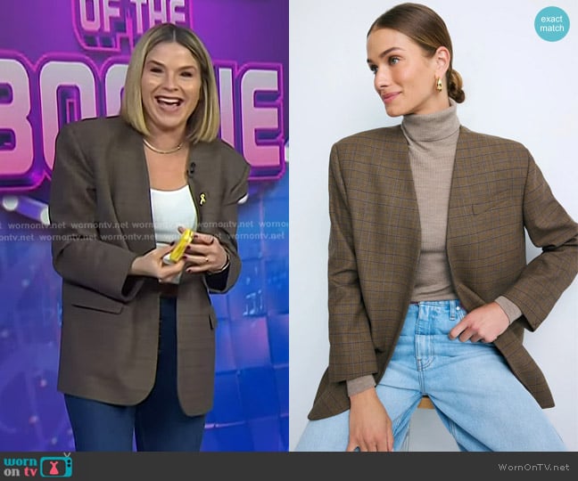 Sandro Olivia Plaid Collarless Blazer worn by Jenna Bush Hager on Today