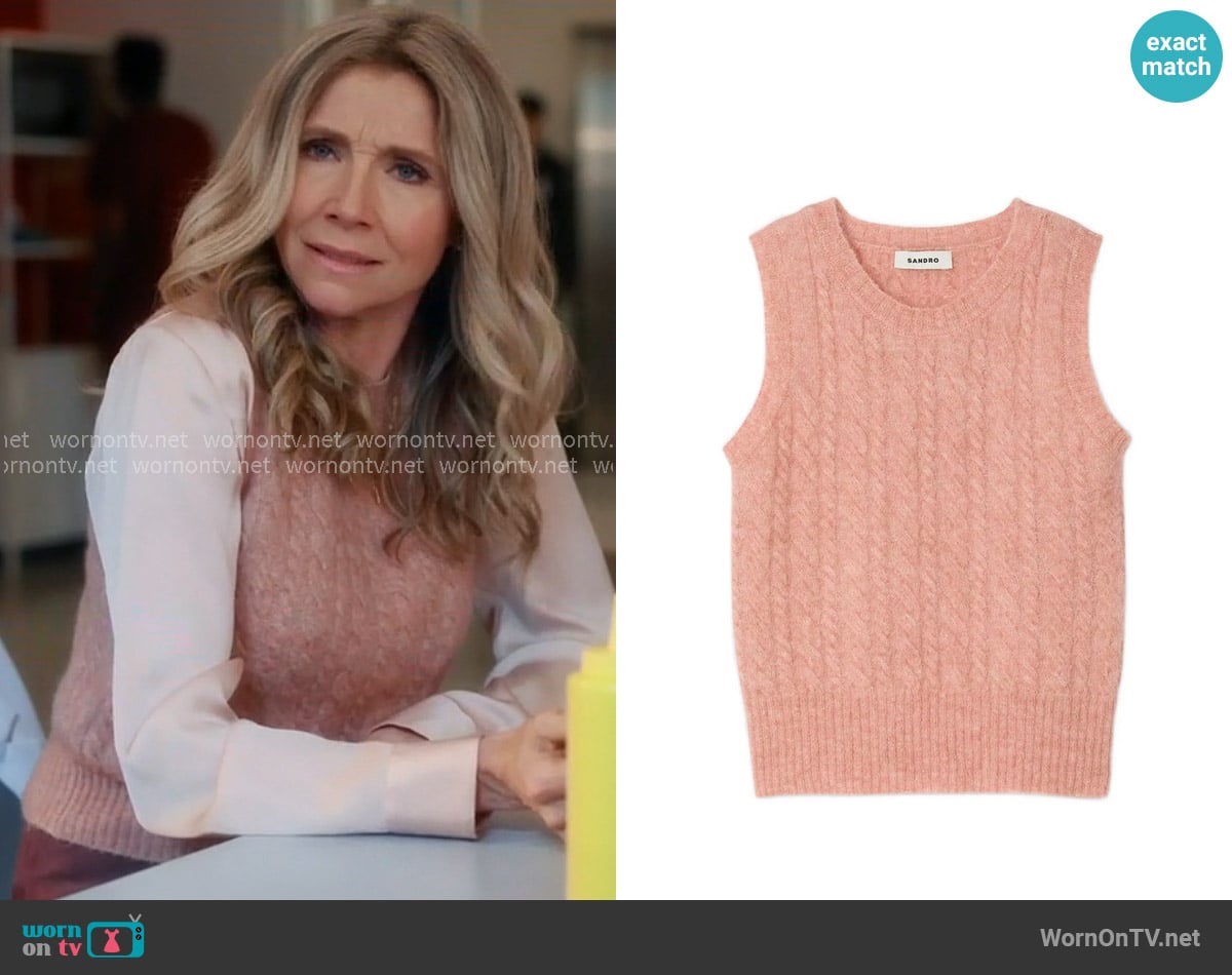 Sandro Sleeveless brushed cable knit sweater worn by Dr. Elliot Reid (Sarah Chalke) on Scrubs