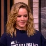 Sara's blue sweatshirt and embellished jeans on The View