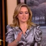 Sara’s silver metallic top and skirt on The View