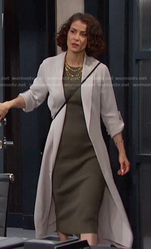 Sarah’s long jacket coat on Days of our Lives