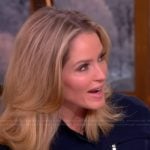 Sara’s navy zip pocket top on The View