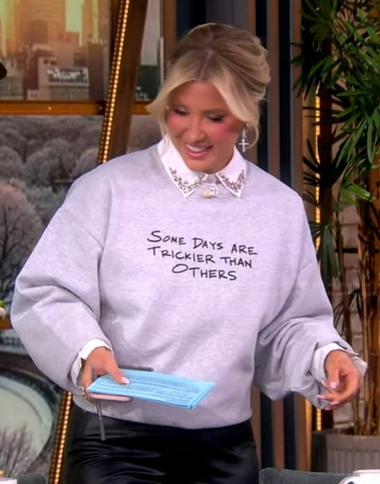 Savannah Chrisley’s gray sweatshirt on The View