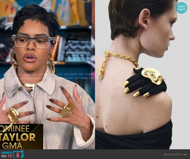 Schiaparelli Eye Piercing Ring worn by Teyana Taylor on Good Morning America