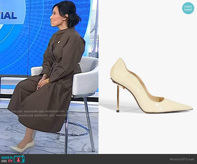 Schutz Stella Patent Pumps worn by Vicky Nguyen on Today