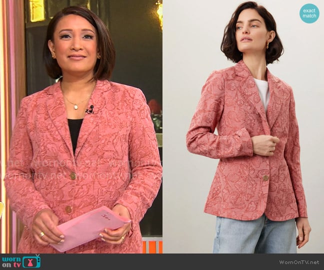 Scotch & Soda Shell Jacquard Blazer worn by Elaine Quijano on CBS Mornings