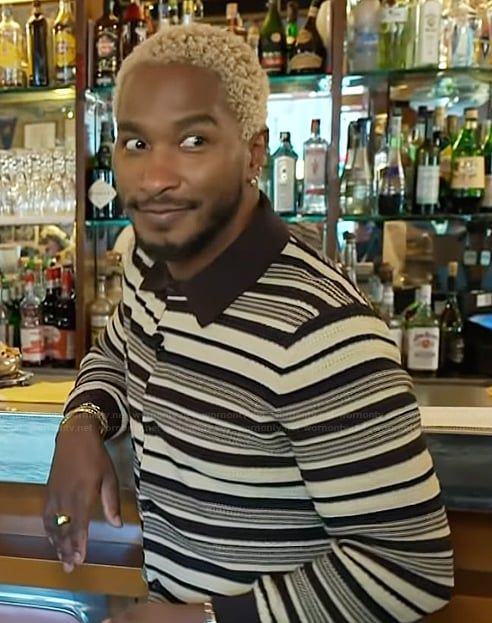 Scott's brown striped cardigan on Access Hollywood