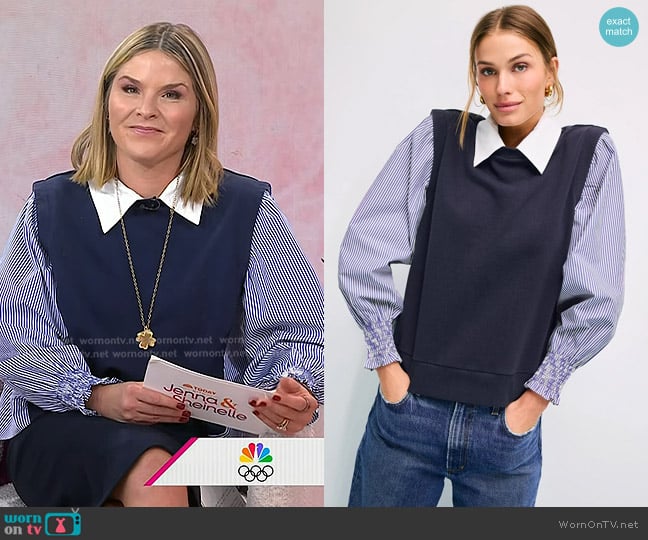 Sea Layered Sweater Vest Top worn by Jenna Bush Hager on Today