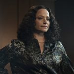 Selena's black floral shirt on High Potential