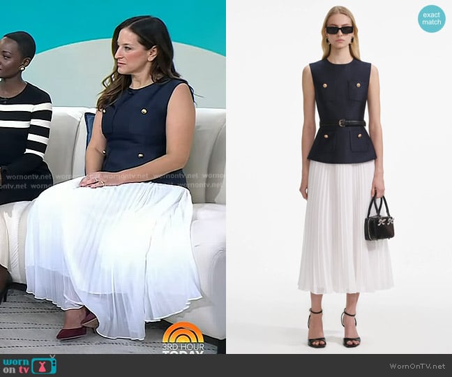 Self Portrait Taffeta Midi Dress in Navy worn by Katy Brodsky Falco on Today