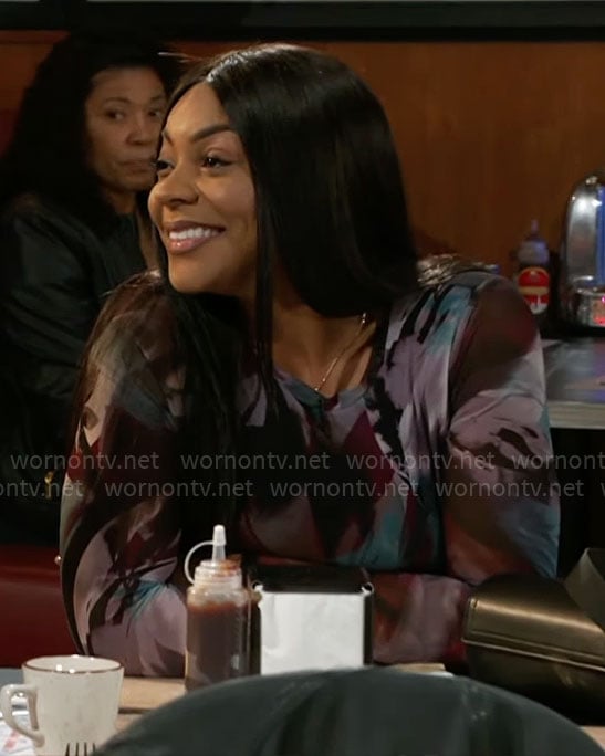 Shanice’s abstract print top on Beyond the Gates