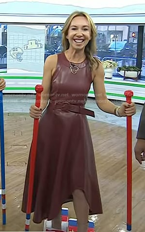 Shannon Doherty’s red asymmetric leather dress on Today