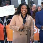Sheinelle’s beige shawl collar double breasted coat on Today