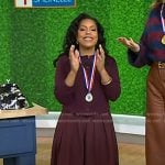 Sheinelle's burgundy cardigan and skirt on Today