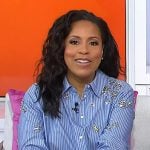Sheinelle's blue striped embellished shirt on Today
